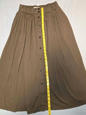 Van Heusen for Her Vintage-Inspired, Button-Front Maxi Skirt, Olive-Brown Sz 12